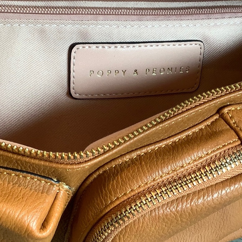 Poppy & Peonies Brown Crossbody Bag